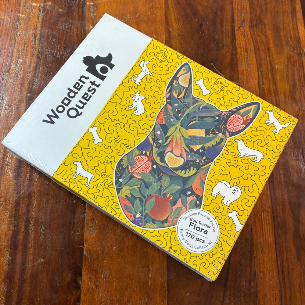Wooden Quest Bull Terrier Flora Figured Wooden Puzzle 170 pc Fancy Dogs New